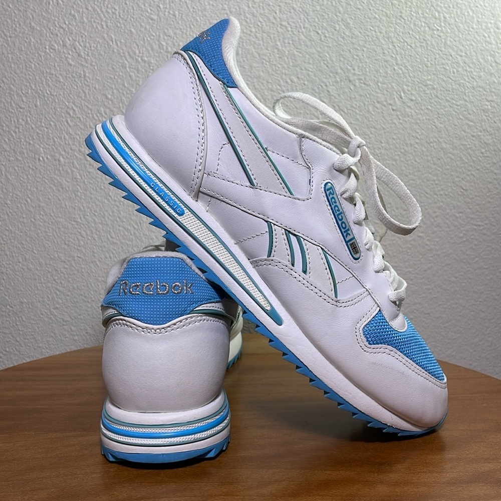 Women's Reebok Classic Running Shoes Sneakers White Blue RB 503 Size 8.5 - Picture 2 of 16